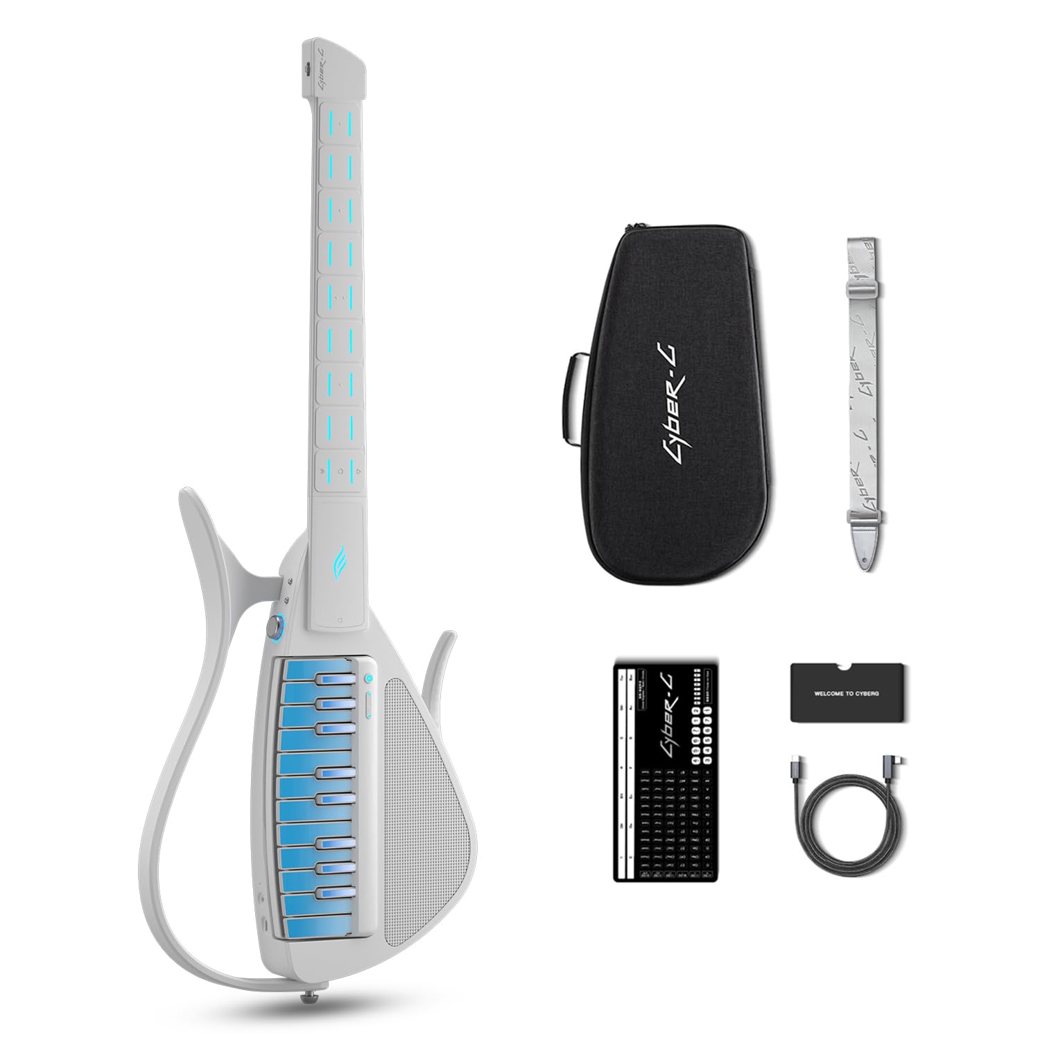 

Enya Smart Stringless Портативний багатофункціональний додаток Smart Chord Сотні інструментів, які підходять від початківців до професійних гітаристів CYBER-G білий