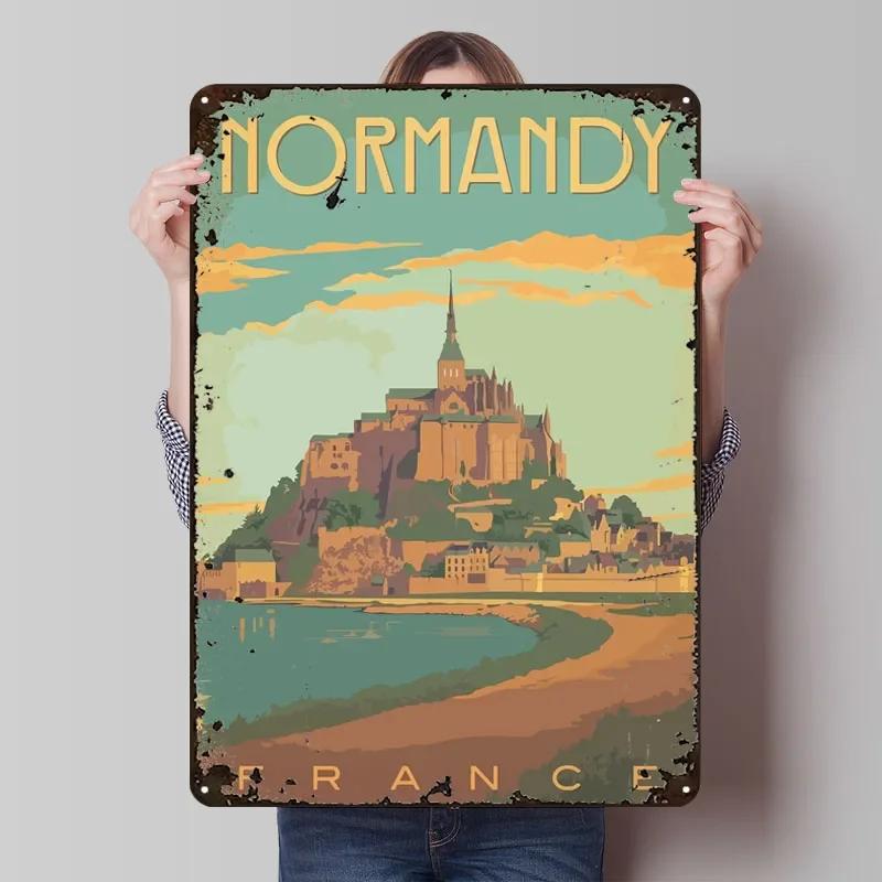

Travel to Normandy Metal Sign Landscape Poster Vintage Home Decor Items Custom Tinplate Plaques for Wall Art Decoration Retro 7.9x11.8In(20x30cm)