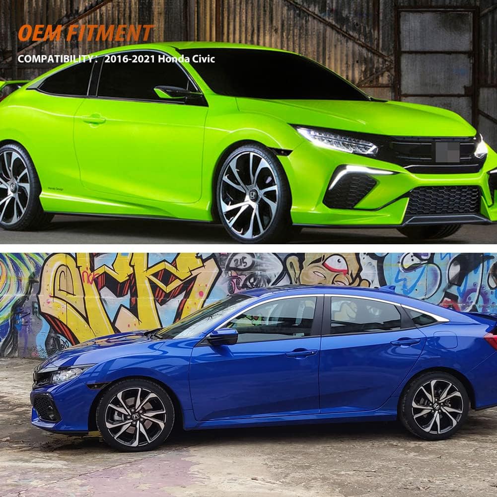 ADIIL Smoke Lens Amber Full LED Bulb Front Bumper Side Markers Turn Signal Light Set Compatible with 2016-2021 Honda Civic 10th Gen Sedan Coupe