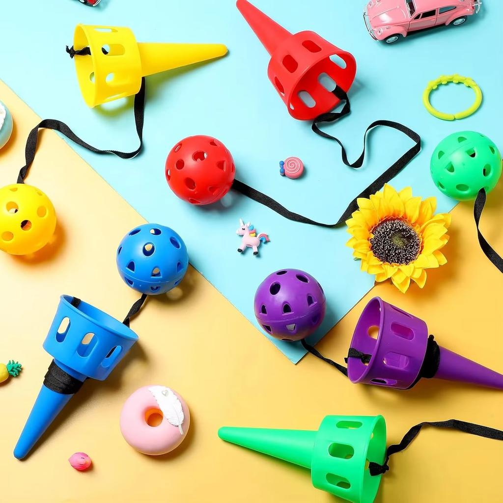 Throw and Catch Ball Set Kids Ball and Cup Hand Eye Coordination Catch Ball with String Outdoor Party Game for Lawn Yard Beach