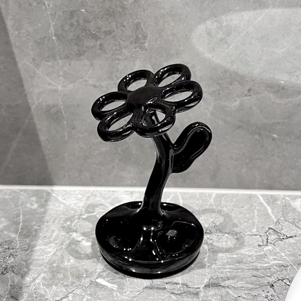 Ceramiczny Uchwyt na Szczoteczki do Zębów Kształt Kwiatu 6 Miejsc Uchwyt do Przechowywania w Łazience Odporny na Wilgoć Luksusowy Stojak na Szczoteczki do Zębów Artykuły Łazienkowe