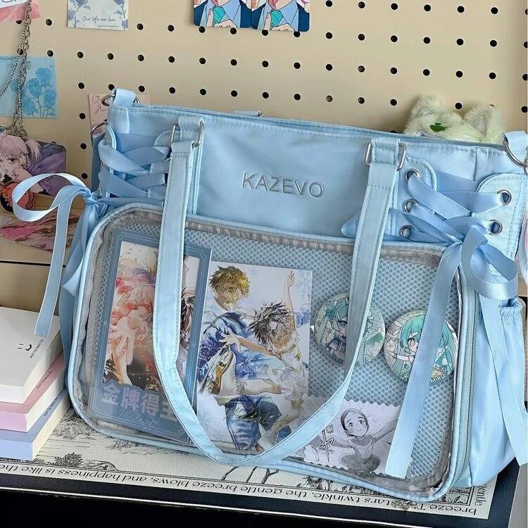 New Y2k Sweet Anime Ita Tote JK Two-dimensional Sling Carry Bag Lolita Female Transparent Shoulder Bag Otaku DIY Comic Display Handbag