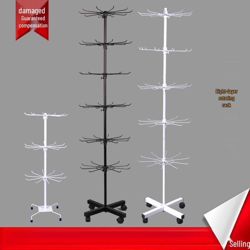 Multilayer Rotating Display Stand with Wheels for Jewelry, Socks, Keychains, Toothbrushes & Stationery