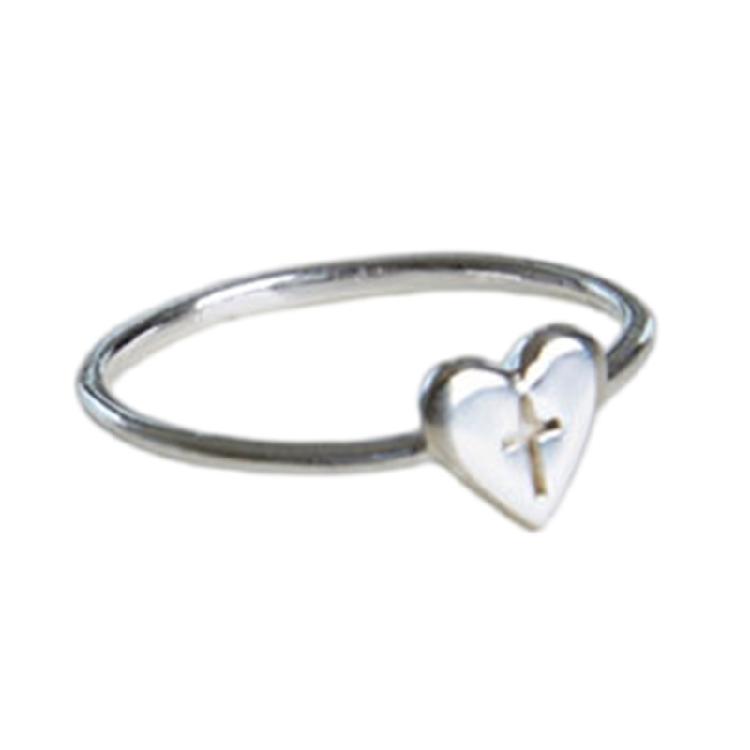 

Trendy Flower Crucifix Heart Ring Open Band Designs Stylish Copper Materials Glittering Cubic Zirconia Details Jewelry