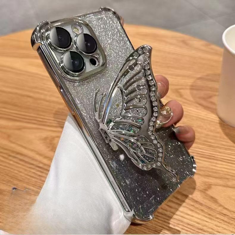 

Подходит для чехла для мобильного телефона iPhone15 Гальваническое покрытие Противоударный Песок Бабочка 1314 Apple 16 Promax Градиент Блеск Набор iPhoneSE 2020