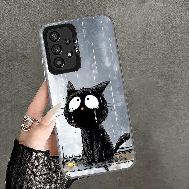 Healing Sense Cat Rain Shockproof Phone Case for Samsung A17 A16 A15 A14 A37 A57 A36 A56 A26 A35 A55 A25 A34 A54 A24 A13 A23 A33