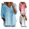 Women Shirt V-Neck 3/4 Sleeve Loose Fit Lace Splicing Tops Solid Color Loose Fit Breathable Casual Shirt