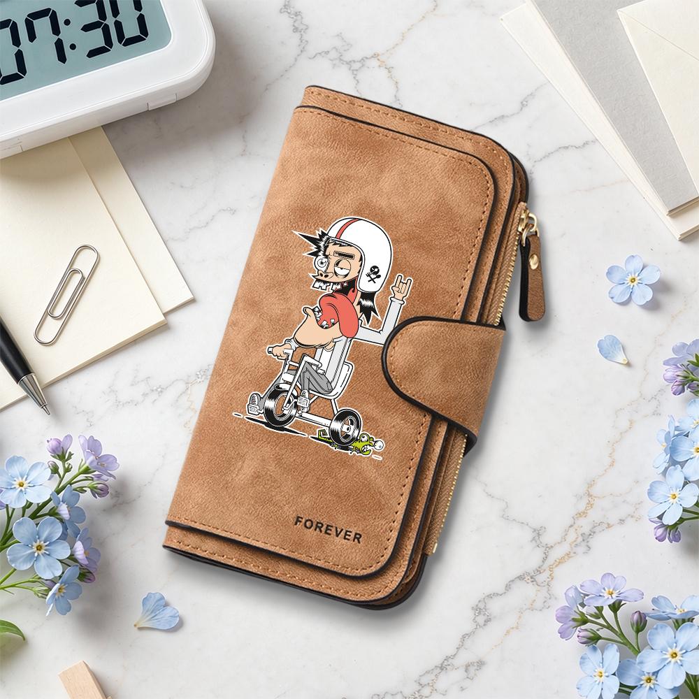 Cool Cartoon Rider Print Long Wallet 