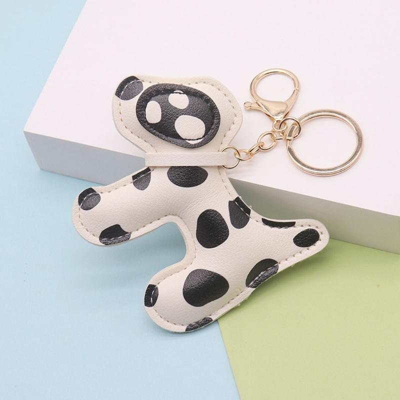Multi Purpose Spotted Dog PU Keychain Accessory For Cars And Bags Featuring Sturdy Alloy Clip Keychain Pendant