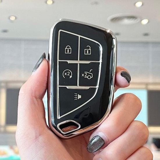 TPU Soft Remote Key Fob Cover Case Holder Shell For Cadillac CT6 ATS XTS SRX