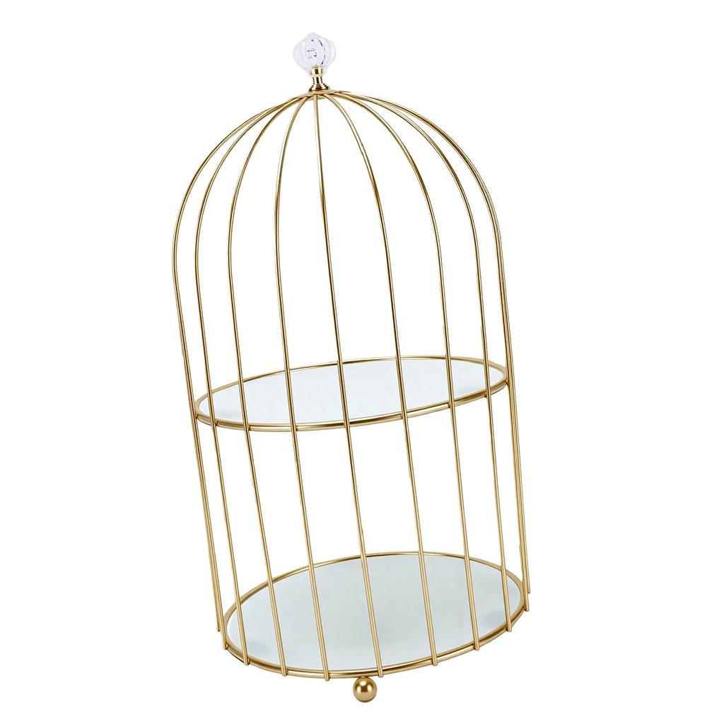 Alzata per Torta Gabbia per Uccelli Elegante Multifunzione in Metallo a 2 Piani Espositore per Dolci per Matrimoni Compleanni Feste Pomeriggio