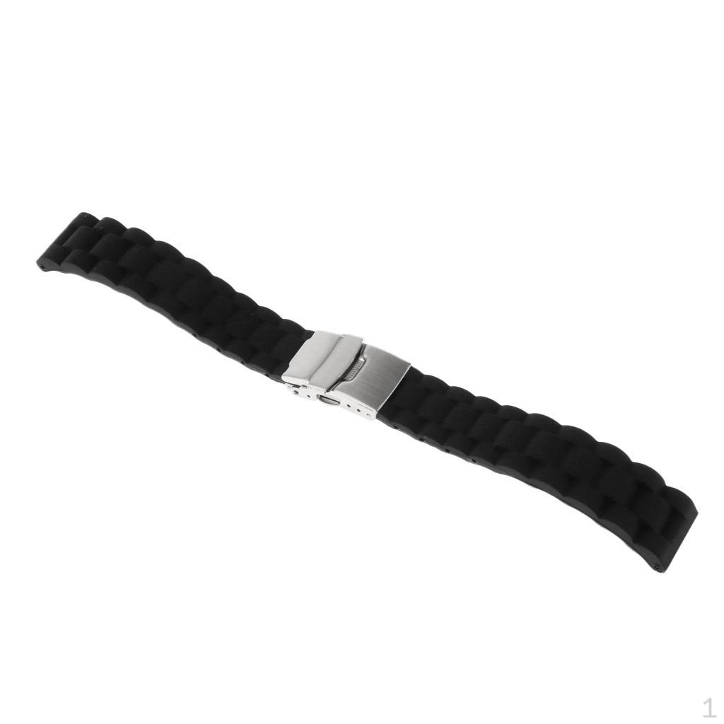 Waterproof Silicone Watch Strap with Stainless Steel Folded Buckle Multi-Colors