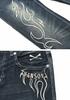 Vanson Cross Piston Fully Distressed Denim Jeans, Skull, Embroidered, Pants, SP-B-32 (Size 34, Indigo)