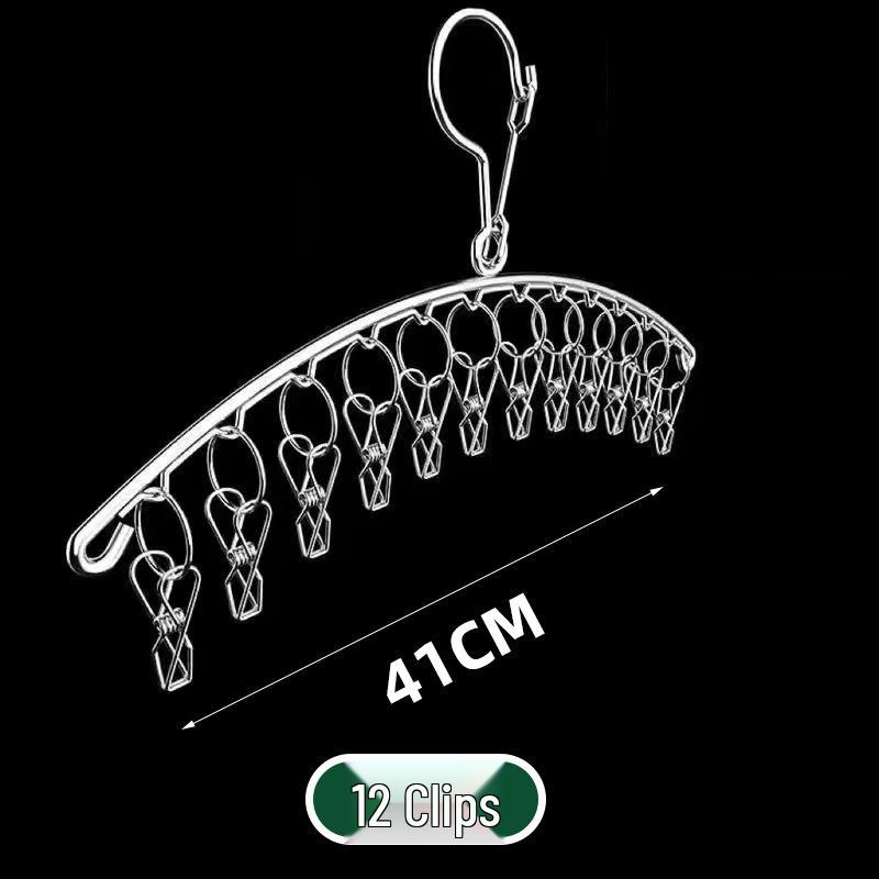 Multifunctional Stainless Steel Drying Rack with Sock Clips and Clothes Pegs