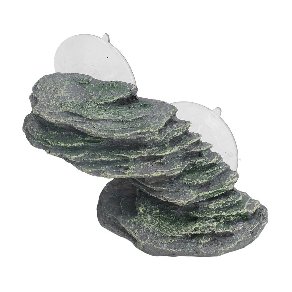 Tortoise Climbing Platform Resin Lifelike Aquarium Rock Ornament Reptile Basking Dock with Suction