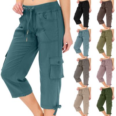 Bayan Kapriler Cepli Gevşek Fit Rahat Pantolon Şık Hafif Bayanlar Baggy Kargo Pantolon Yürüyüş için