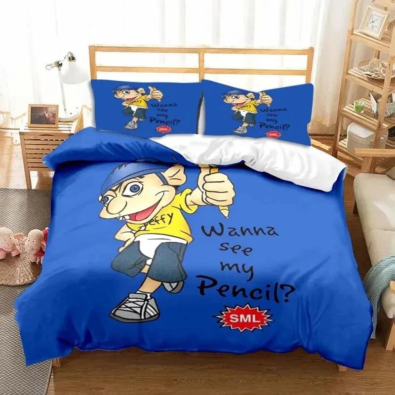 3D Print Sml Cartoon Jeffy Bedding Set Double Twin King Duvet Cover Comforter Pillowcase Boys Girls Adults Bedroom