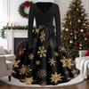 Women's Vintage V-Neck Long Sleeve Christmas Print Casual Dress