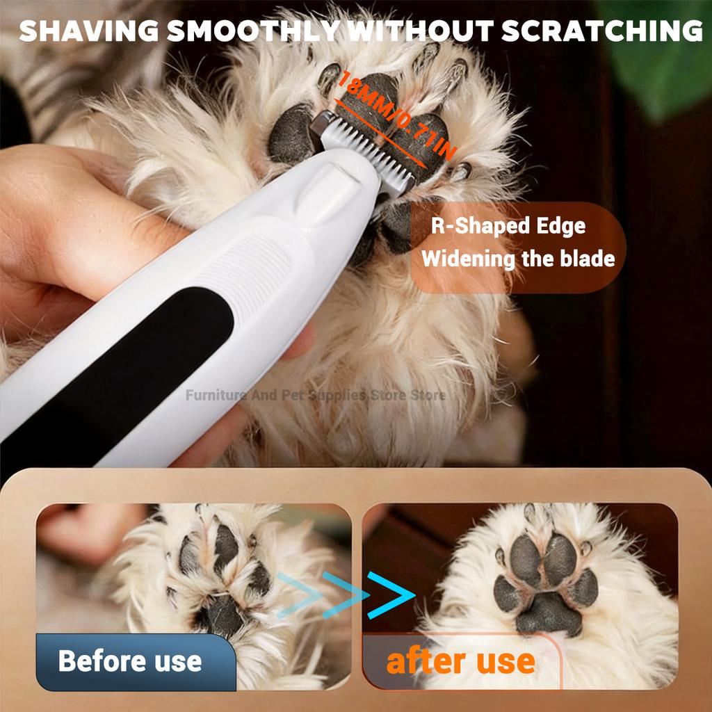 Pet Dog Electric Beauty Hair Trimmer with LED Light, Pet Foot Hair Electric Push Clipper, Silent Cat Facial Ear Foot Hip Shaver