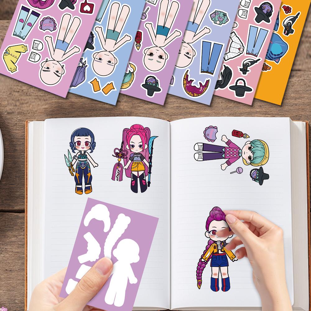 Reative Kpop Demon Hunter Themed Stickers, Cartoon Character Dress - Up Stickers for Kids' Handmade Creation / Holiday Gifting