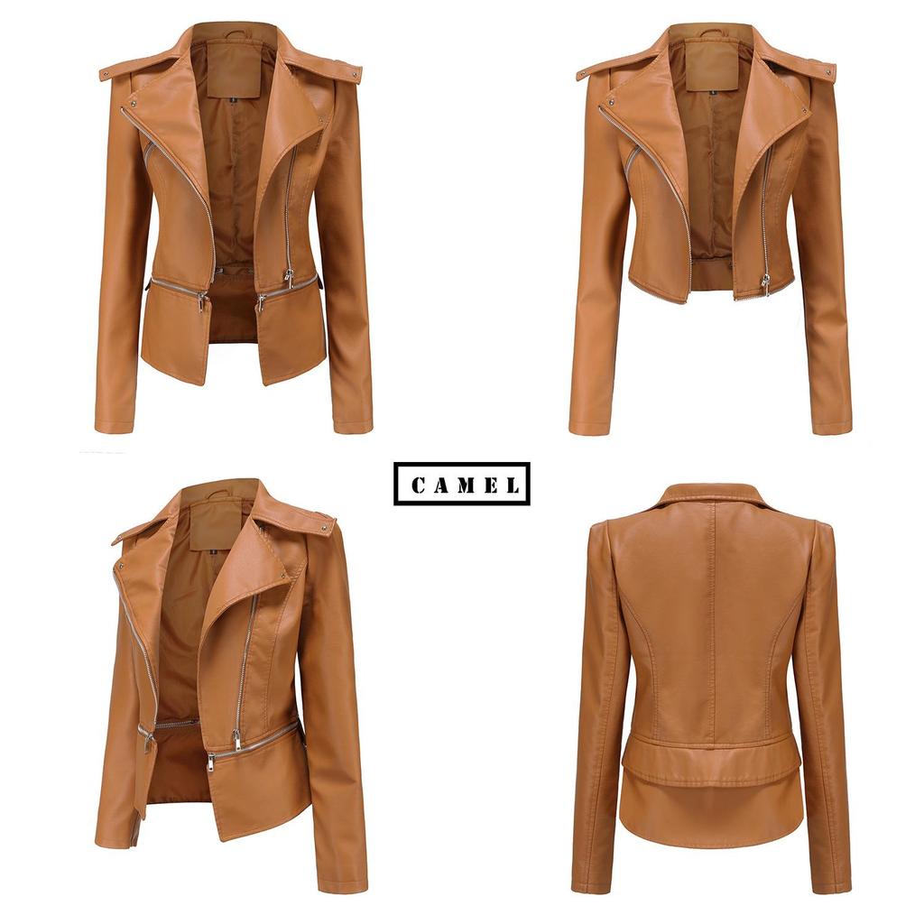 Women's European Size Leather Jacket with Detachable Hem - New Spring & Autumn Fashion 2023
