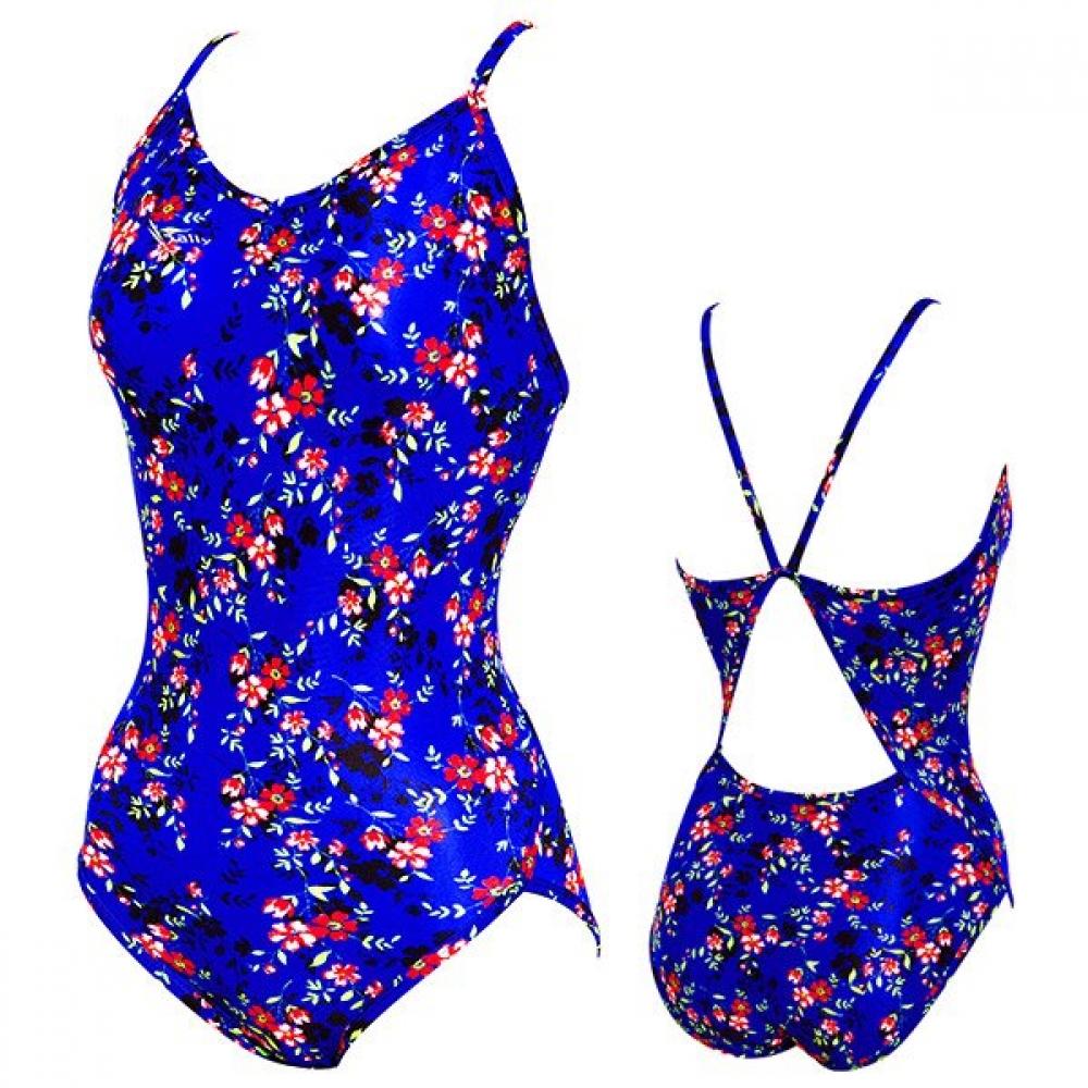 Rally Dámské plavky Jednodílné Modrá Květina mSla258