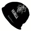 A Men'S Street Style Viking-Themed Knitted Hat - Featuring a Vintage Black And White Warrior Pattern, Made from Durable Knitted Fabric, Comfortable An
