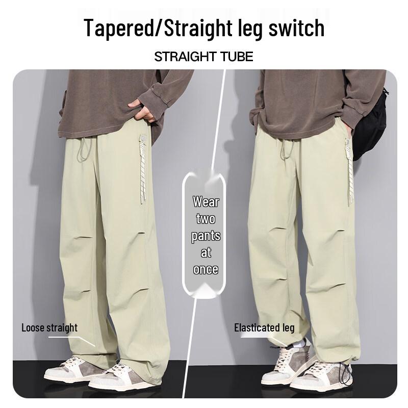 Men's American Style Pleated Parachute Cargo Pants