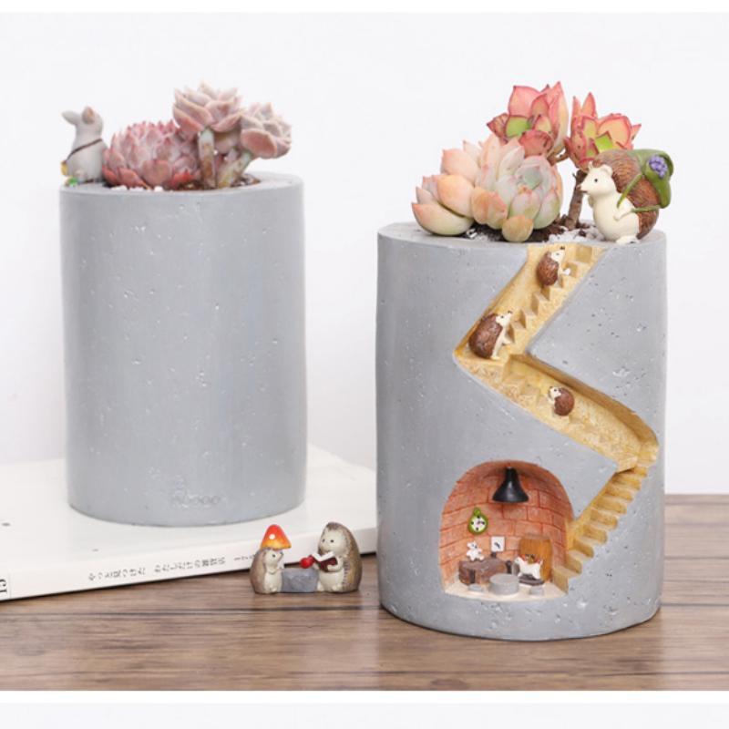 Kreativní Živočišná pryskyřice Květináč Sukulenty Květináč Květináč Nádoba na sázení Zajíc Ježek Dekorativní květináč Stolní ozdoba