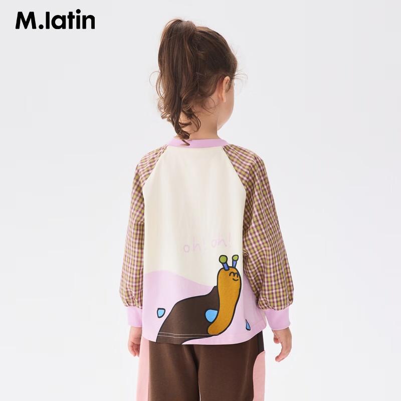 M.Latin Girls  Plaid Raglan Sleeve Long Sleeve T-Shirt 110cm