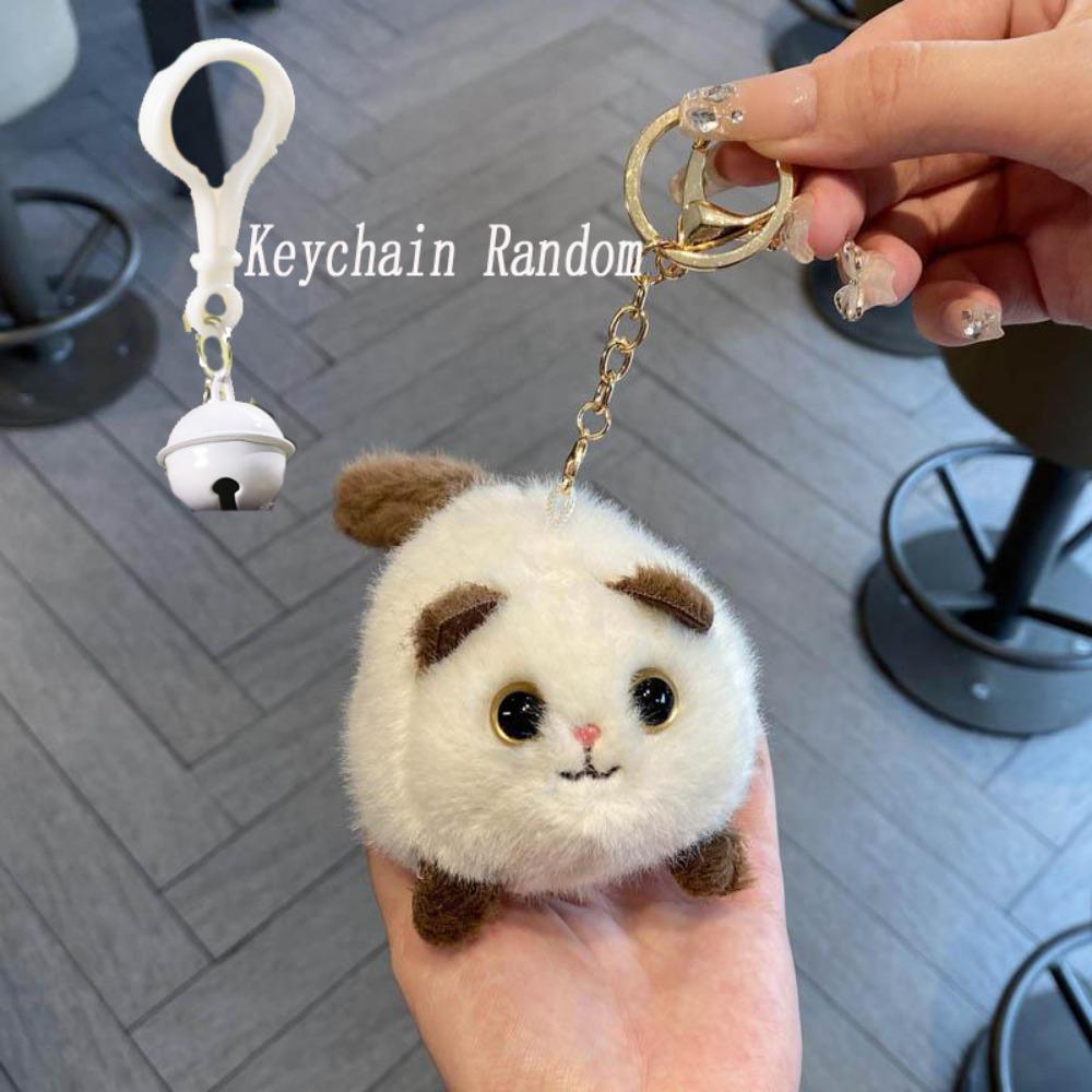 Squeezing Plush Black Cat Pendant 3D Eyes Cat Plush Keychain Room Decoration