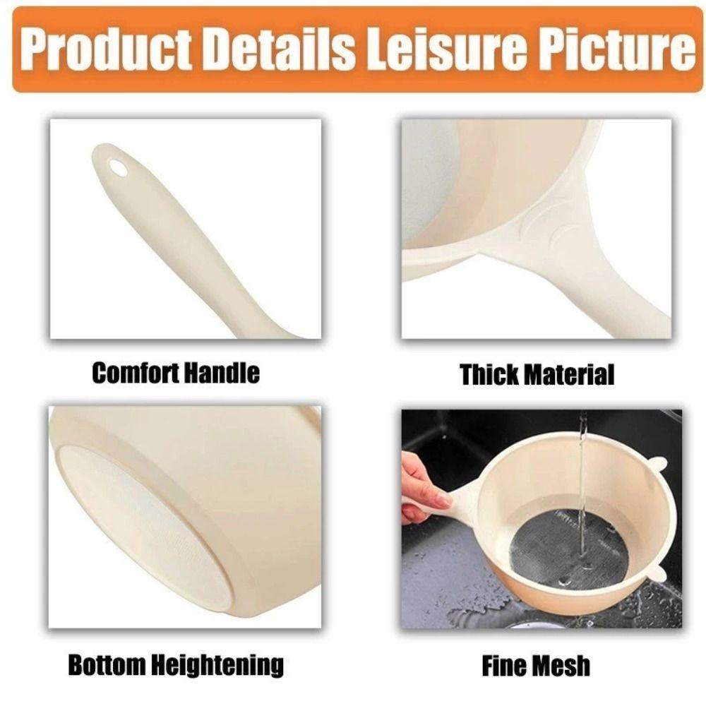 Long Handle Fruit Vegetable Drain Basket Large Capacity Kitchen Fine-mesh Sieve
