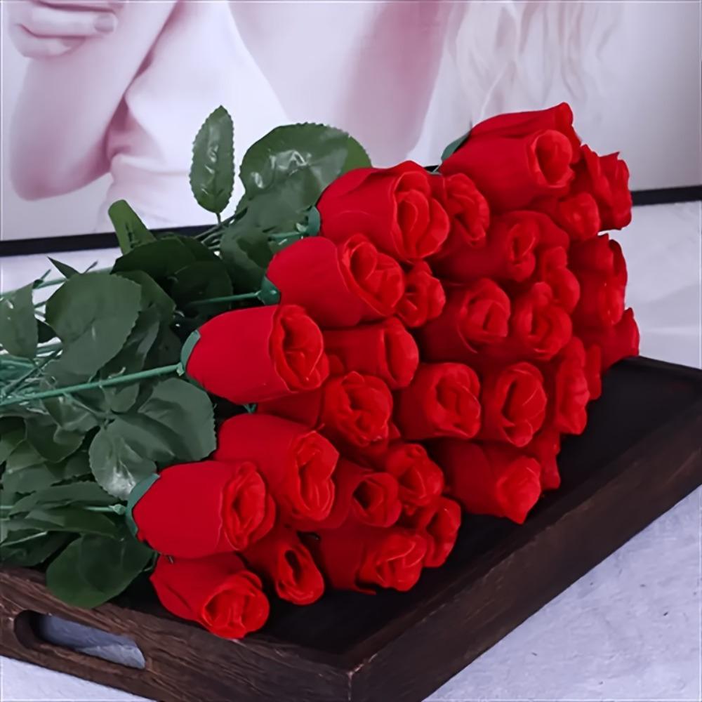 20pcs Simulated Rose Bouquet, Fabric Flowers, Artificial Flowers, Living Room Decoration, Wedding Supplies, Valentine's Day Does Not Include Vases