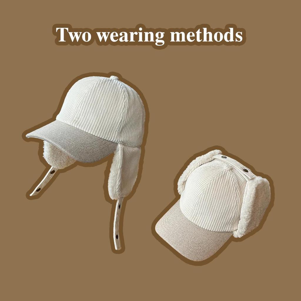 Autumn Winter Fleece Lamb Wool Baseball Cap for Women, Outdoor Warm Fleece Hat, Windproof Earflap Thermal Baseball Cap Unisex