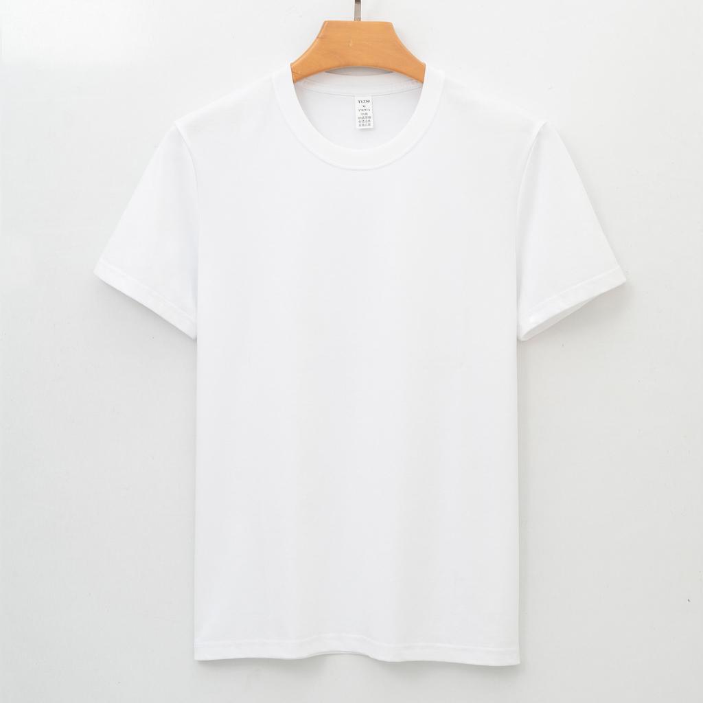 Long Velvet Cotton T-shirt Short-sleeved Round Neck Three-pin White T-shirt Men