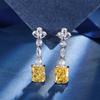 Autumn And Winter Jewelry High Carbon Diamond Ice Flower Cut Copper Inlaid Yellow Diamond Sugar Cube Set Female Lead Stone 8 * 10