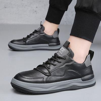 Neue Schuhe für Herren Echtleder Freizeitschuhe Trend Sportstil Atmungsaktive Rindslederschuhe Jugend Schnür-Sneakers