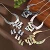 Colorful Paint Oil Hollowed-out Geometric Line Earrings and Necklace Set - Ladies' High-end Necklace Set