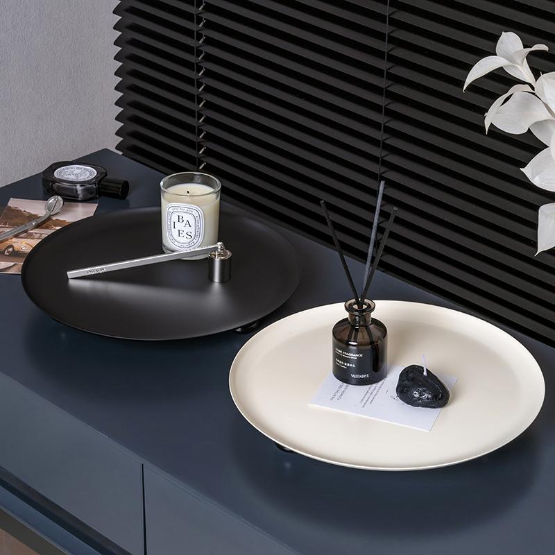 Decorative Trays Home Decor Round Storage Tray Organizer Storage Box Table Vase Aromatherapy Stand Candlestick Stand