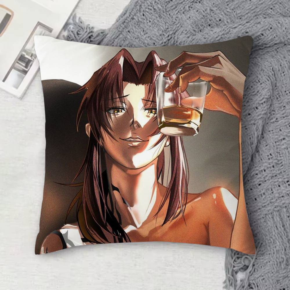 BBlack Lagoon Doublesided Printed Square Decorative Cushion Cover for Sofa Living Room Home Decor