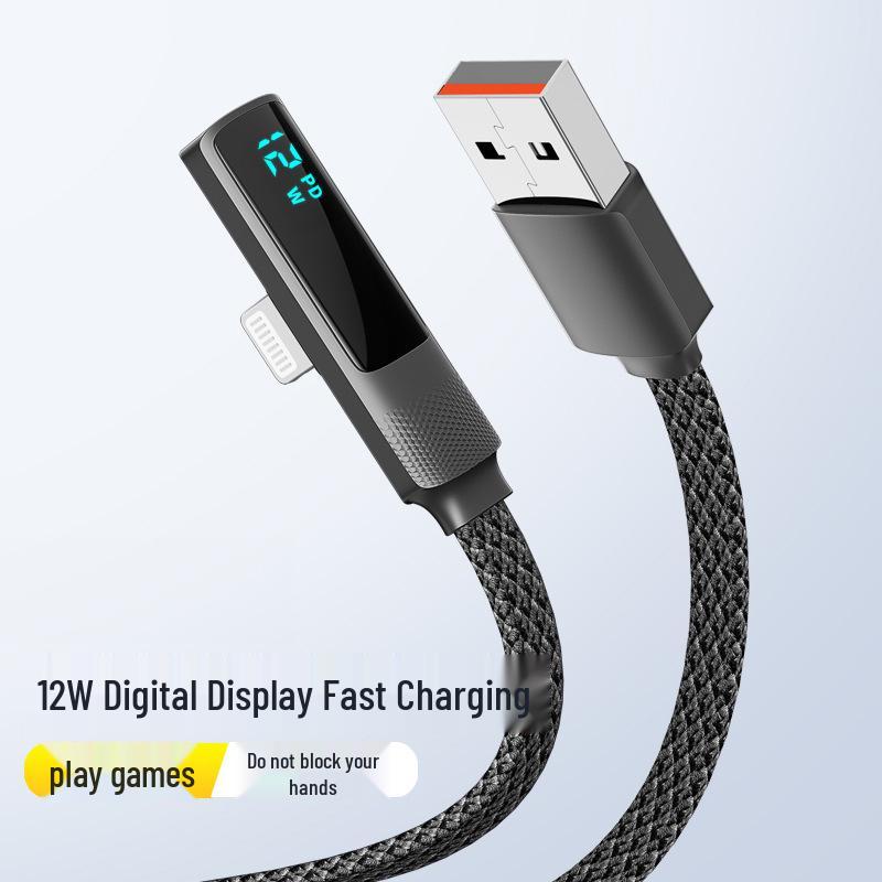 

Кабель с угловым разъемом для быстрой зарядки 100 Вт для Apple и Android, цифровой дисплей, Type-C 1.2m