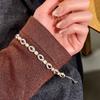 S925 Sterling Silver Bracelet For Women Inlaid Natural Garnet Topaz Crystal Fine Hand Jewelry