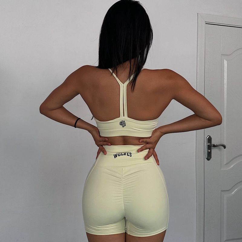 

Akiyo Studio Fashion Wolf Head Fashion Workout Exercise Outfit Women s Chest Wrap Training High Elastic Quick-Drying Shorts Light Yellow Bra L
