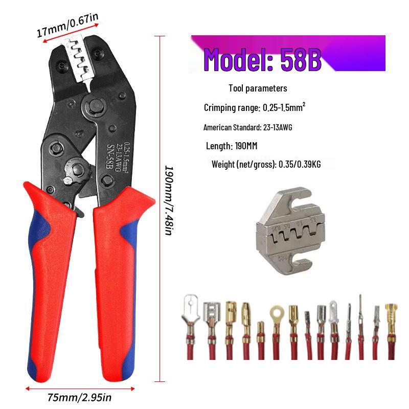 SN58B Electrical Wiring Terminal Crimping Pliers Set for Wire Harness and Connector Inserts