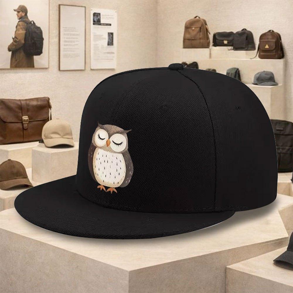Sleeping Owl Print Polyester Baseball Cap Unisex Snapback Street Hiphop Hat Casual Outdoor