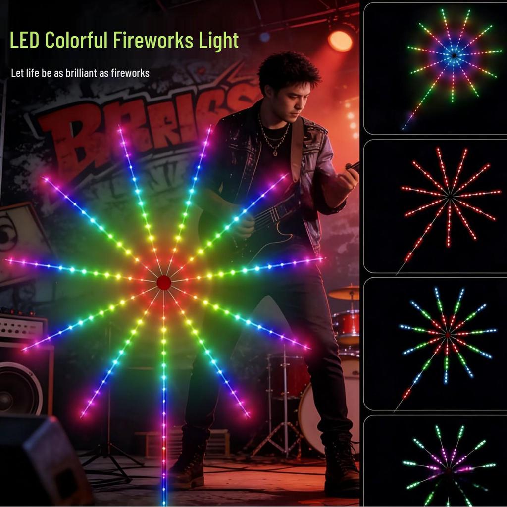Bluetooth App-Controlled Rotating LED Fireworks Light for Christmas