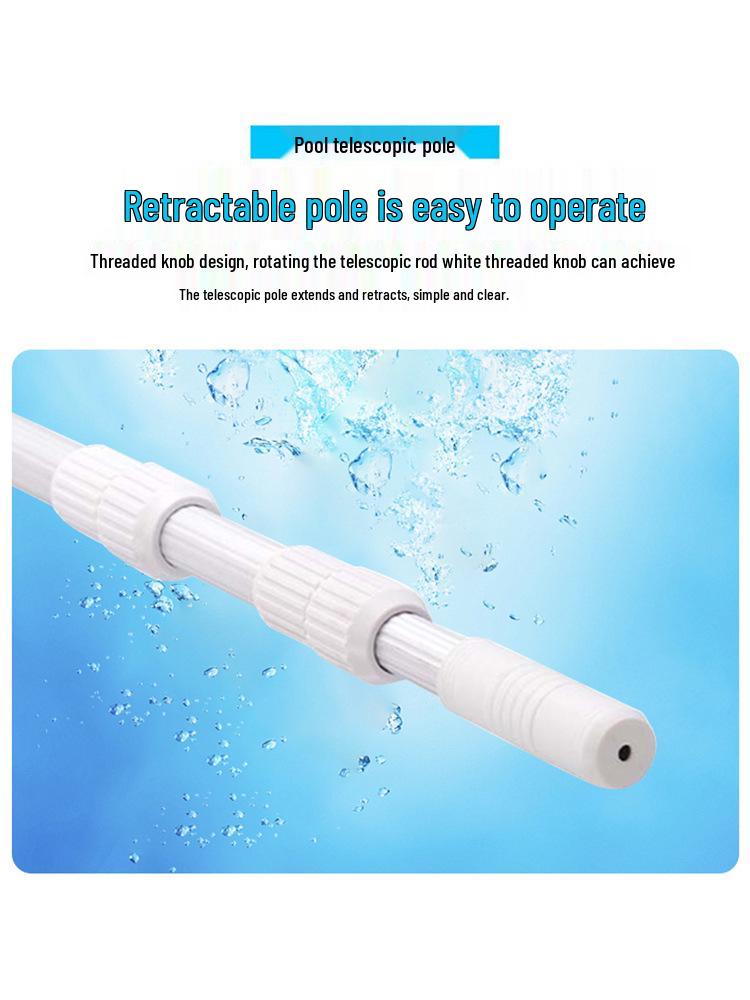 Телескопическая алюминиевая шест для бассейна: Спасательная, Сачковая, Щеточная и Всасывающая насадки 1m (2 sections * 0.5m)