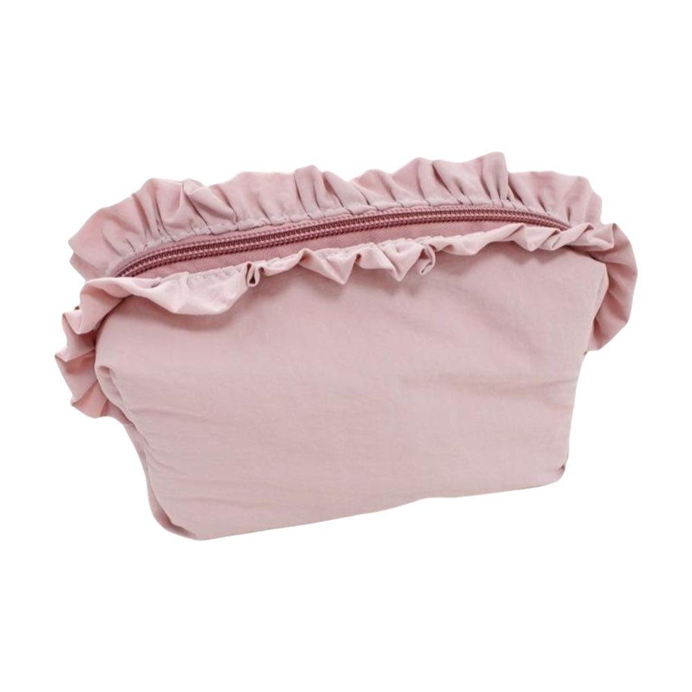 Solid Color Ruffle Makeup Bag Large Capacity Toiletry Organizer Creative Cosmetic Cases  Travel