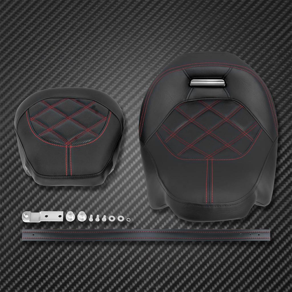 HDBUBALUS Motorcycle Seat Rider Passenger Passenger PU for Harley Touring CVO Two-Up Two-Up 2009-2022 (A-Redline)