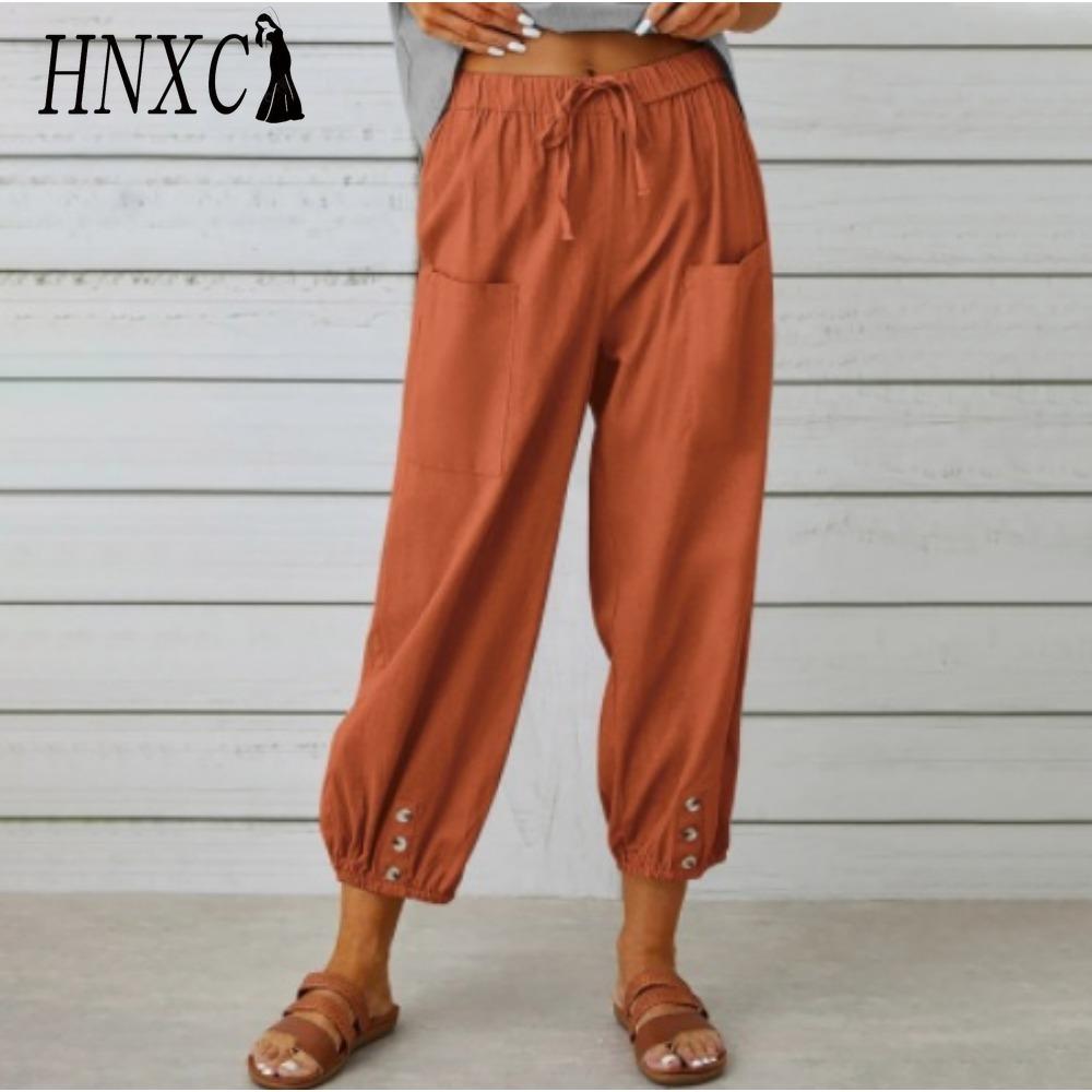 

HNXC 12 цветов Женские модные повседневные однотонные брюки и капри с принтом XXXL оранжевый